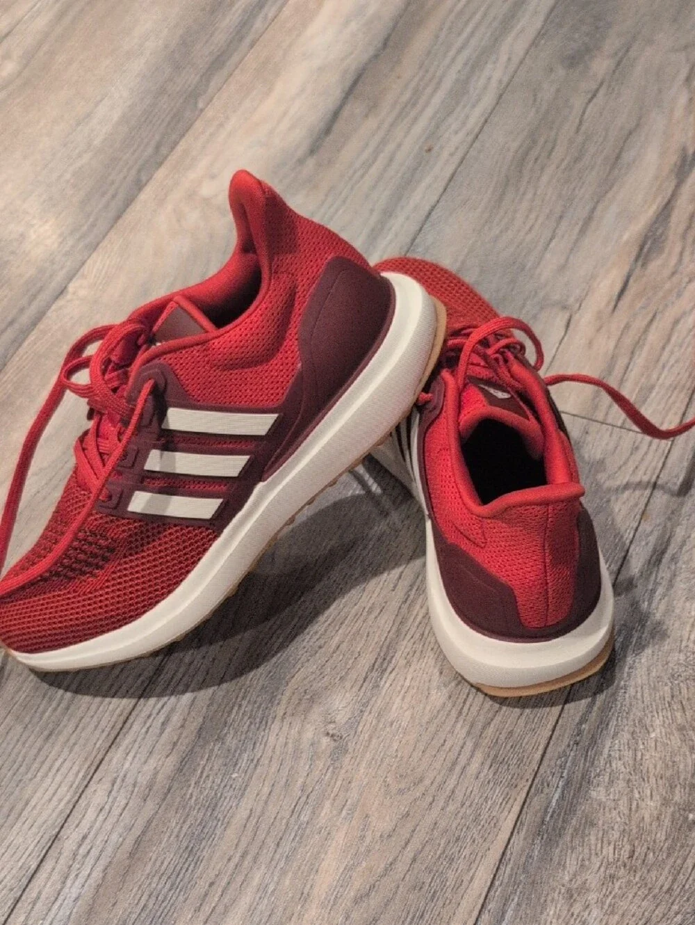 adidas Red Mesh Runner with White Stripes